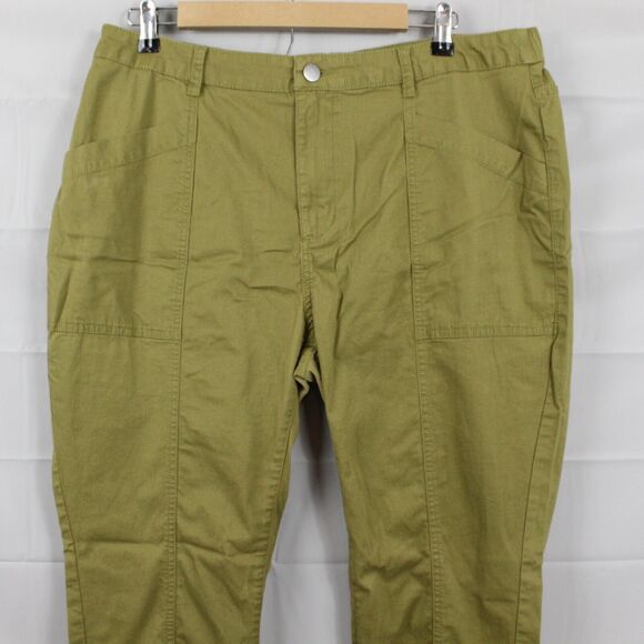 Pact Pants Womens Extra Large Organic Cotton Twill Straight Leg Utility Green - Picture 2 of 13